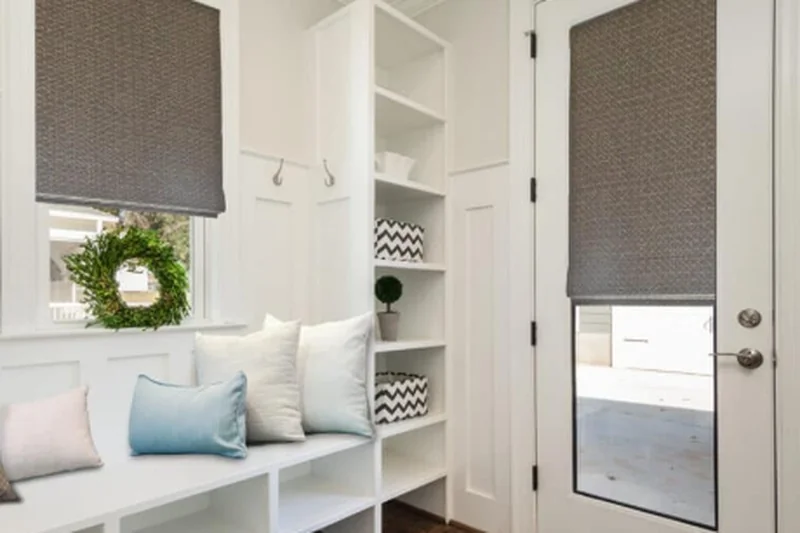 Custom Roman shade in an Oklahoma City living room
